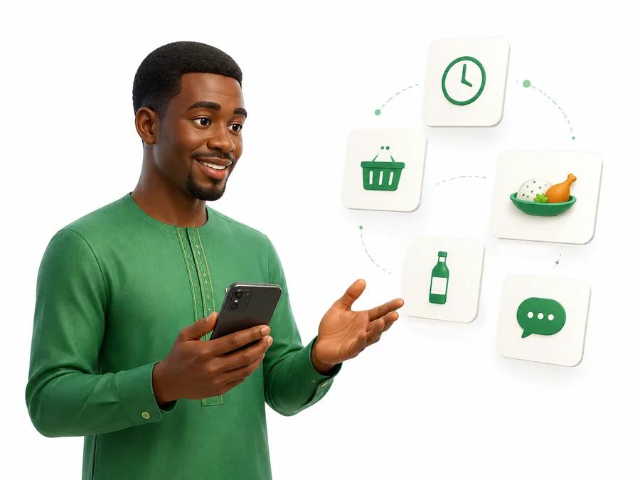 Un commerçant décrit son activité ; les informations qu'il donne se rangent en fiches : horaires, produits, boissons, questions fréquentes.